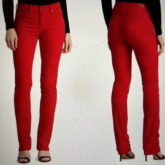 🌺Final Price🌺Red Lauren Ralph Lauren Premier Straight Corduroy Jeans - Picture 1 of 12